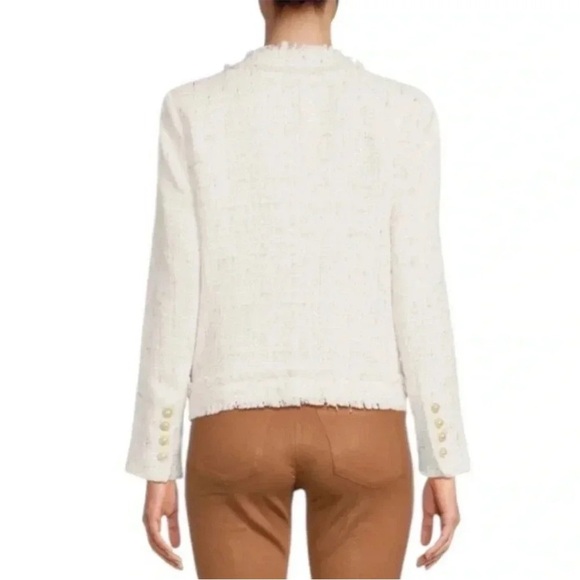 Nanette Lepore Cream & Gold Boucle Tweed Blazer NWT Sz Large - Picture 3 of 12